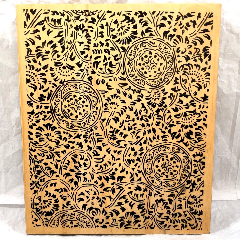 JudiKins Floral Swirl Pattern Wood Block Rubber Stamp (2233J)  5” X 6”